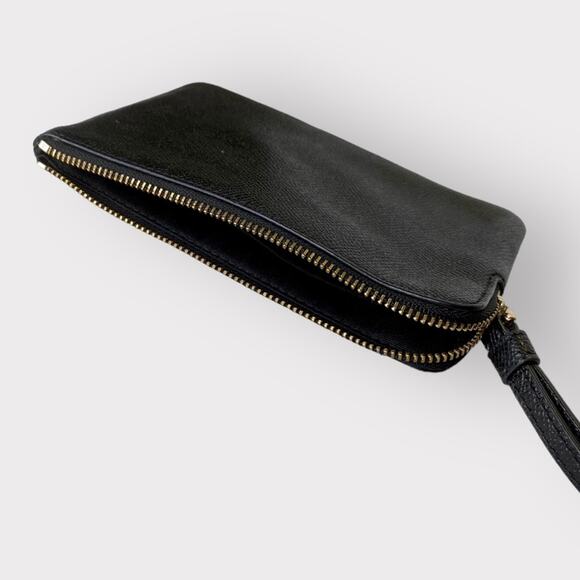 Coach Leather Crossgrain Corner Zip Wristlet Black - Picture 5 of 8